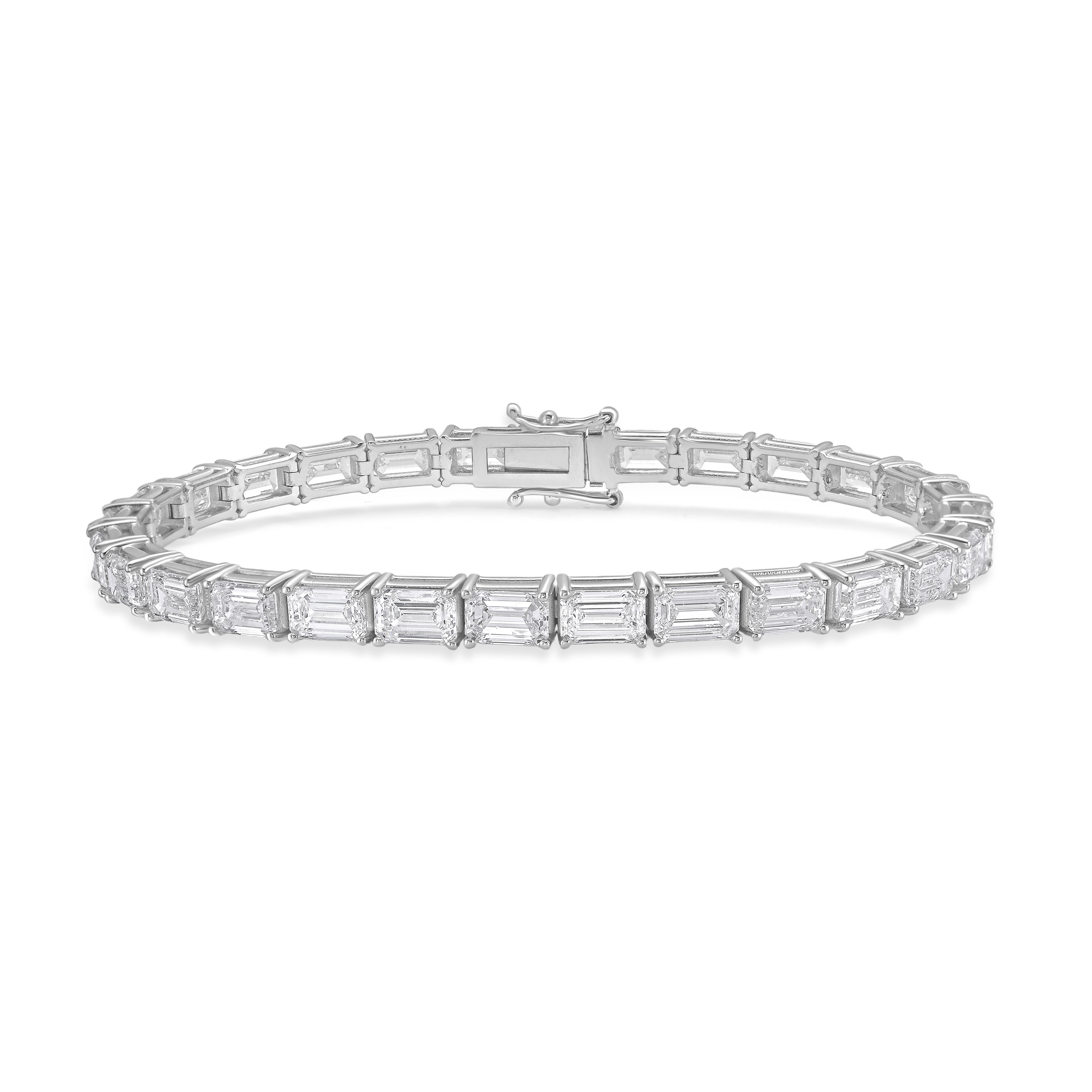 Emerald Tennis Bracelet 14k WG Component: Diamond (28) 14.38ct, GIA D-E-F IF-VVS, 7 inches