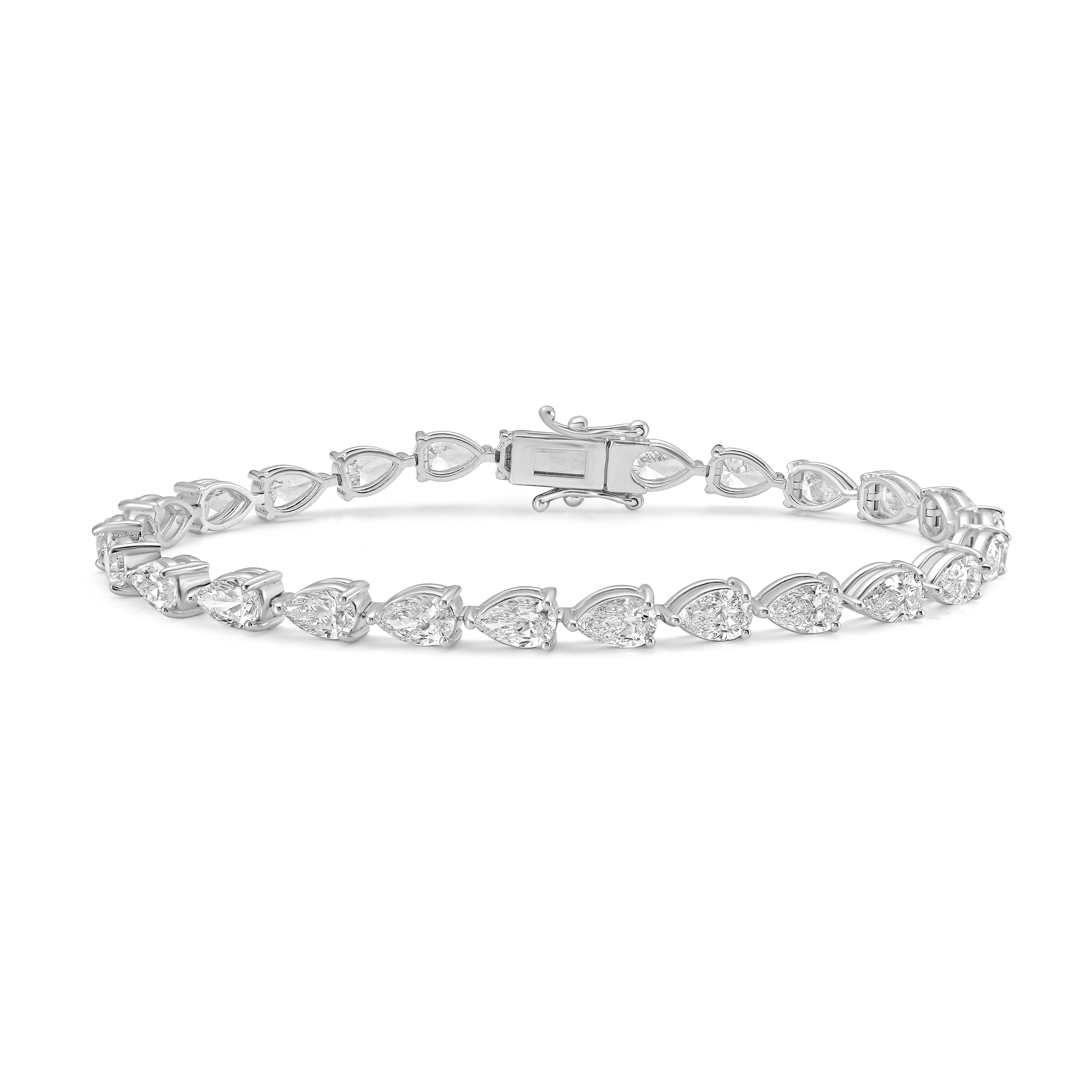 Pear-Tennis Bracelet 14k WG Component: Diamond (25) 7.57ct, GIA I VS2-SI1, 7 inches