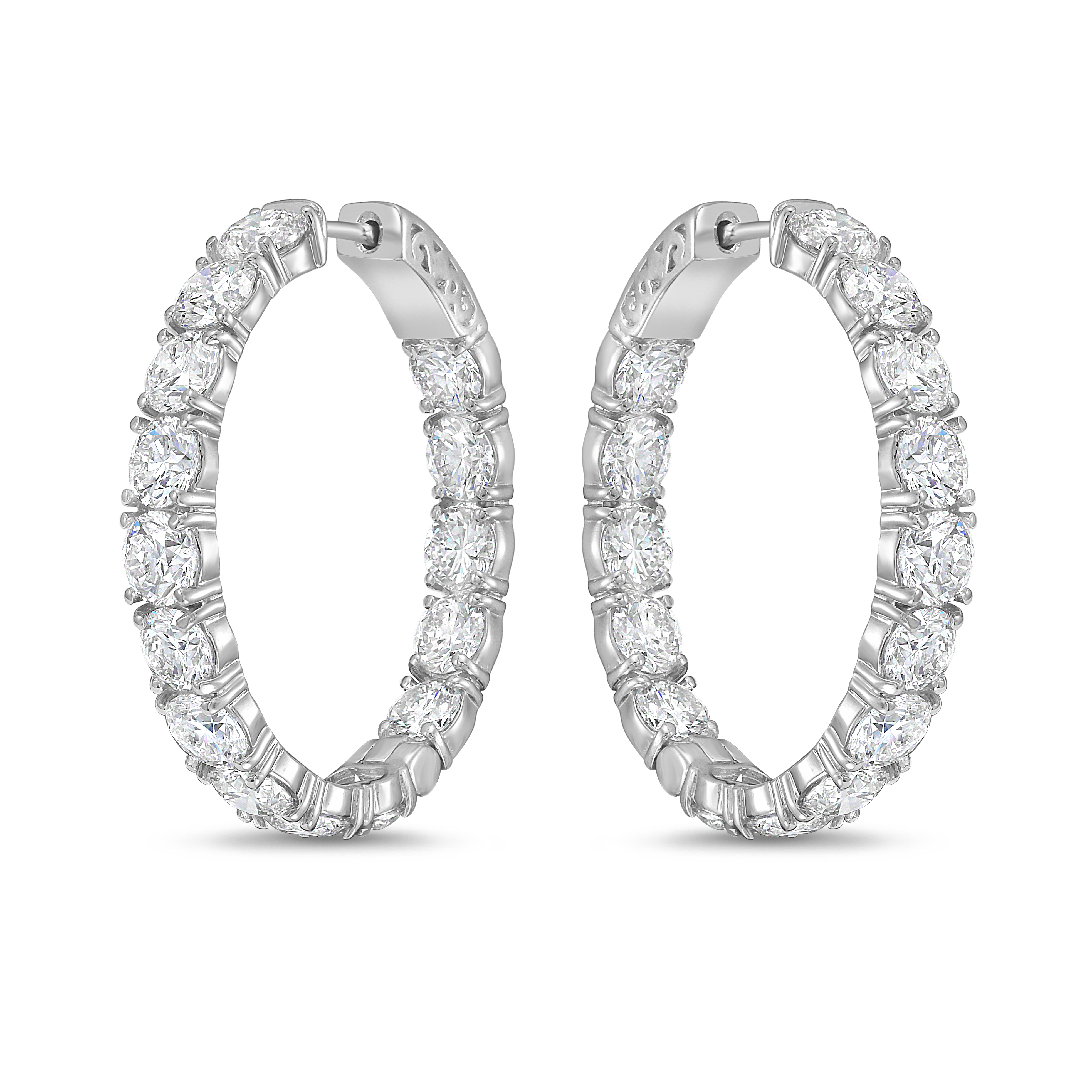 Hoop Earrings 14k WG Component: Diamond (30) 10.50ct, Oval, 1.25 inches