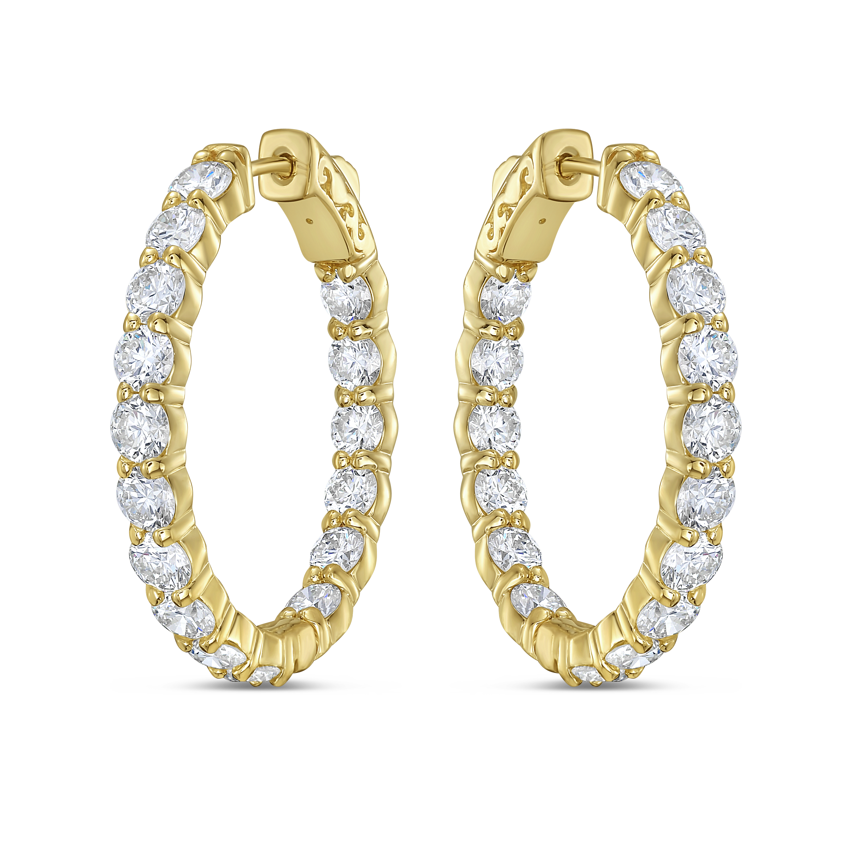Hoop Earrings 14k YG Component: Diamond (30) 6.20ct, Oval, 1.25 inches Hoop Earrings 14k YG Component: Diamond (30) 6.20ct, Oval, 1.25 inches