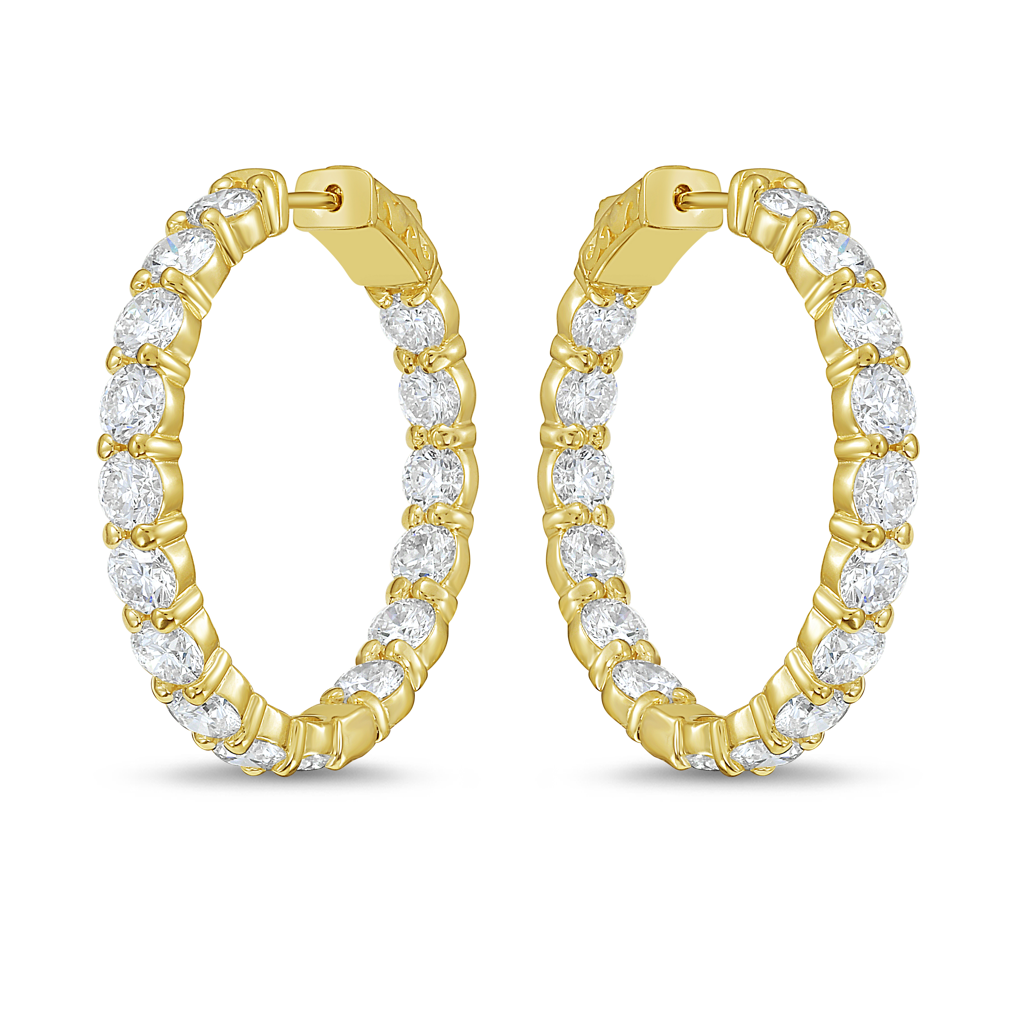 Hoop Earrings 14k YG Component: Diamond (54) 6.85ct, Round, 1.50 inches Hoop Earrings 14k YG Component: Diamond (54) 6.85ct, Round, 1.50 inches