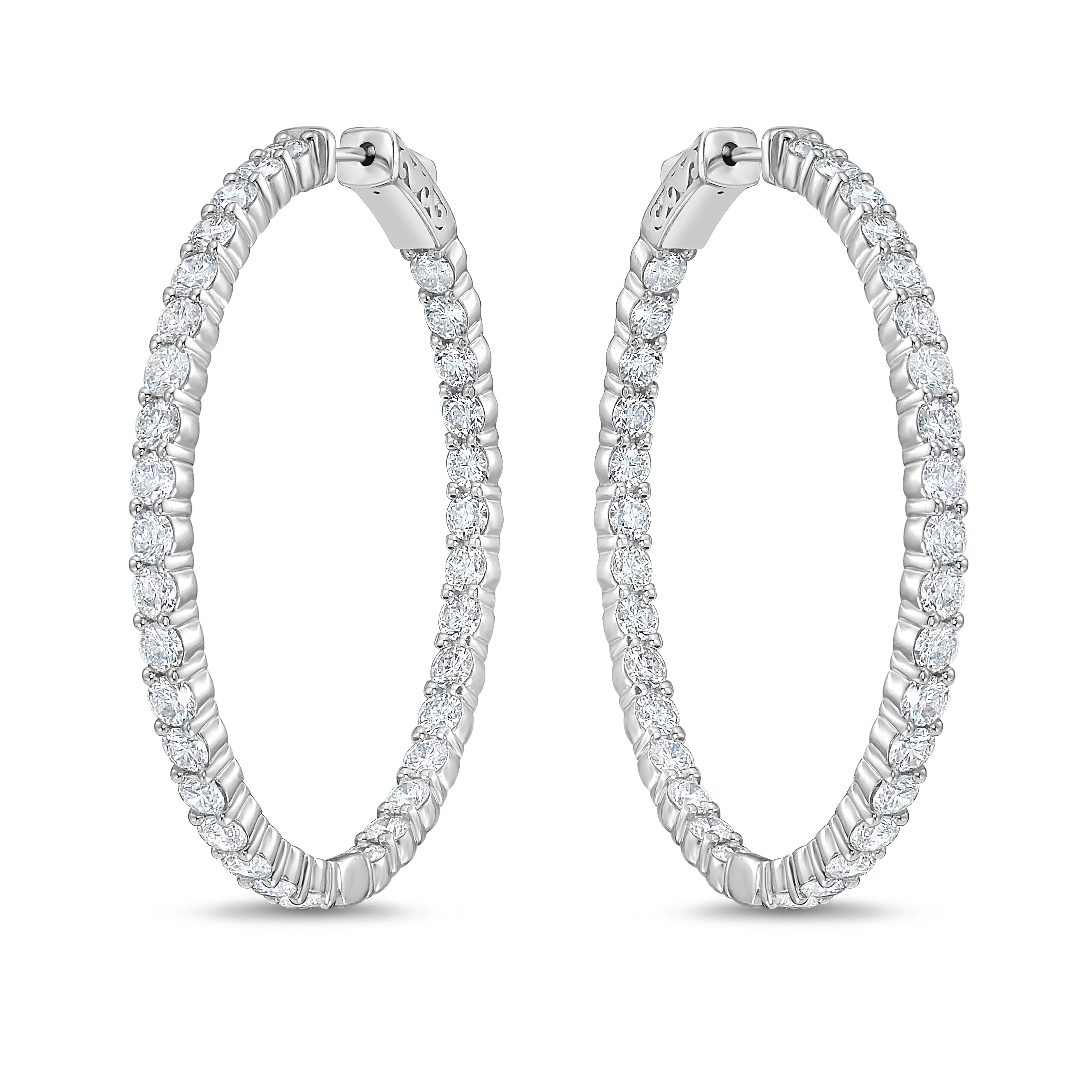 Hoop Earrings 14k WG Component: Diamond (66) 6.40ct 1.75 inches Oval Hoop Earrings 14k WG Component: Diamond (66) 6.40ct 1.75 inches Oval
