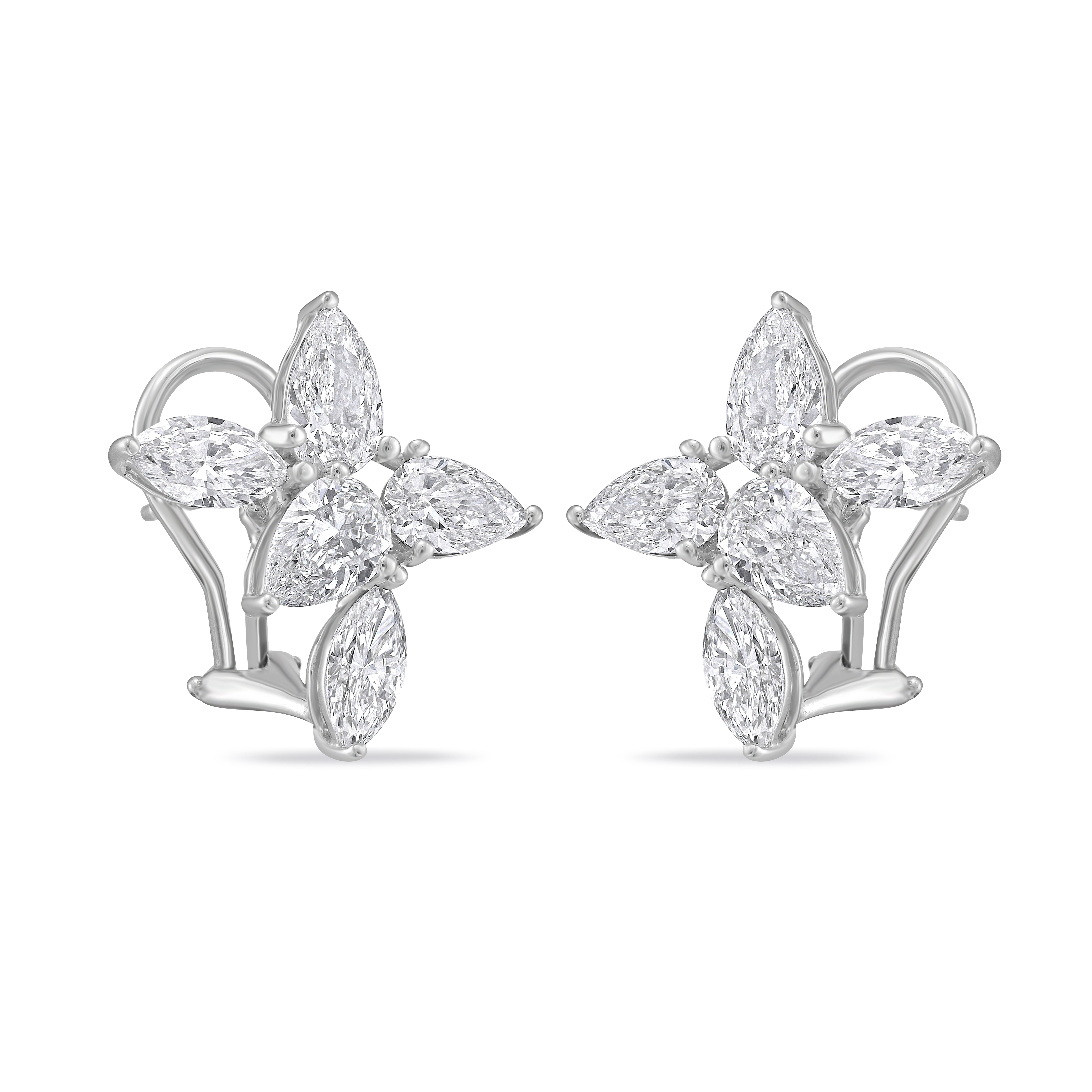 Cluster Earrings 18k WG Component: Diamond (10) 5.84ct, GIA F-G VS2-SI1