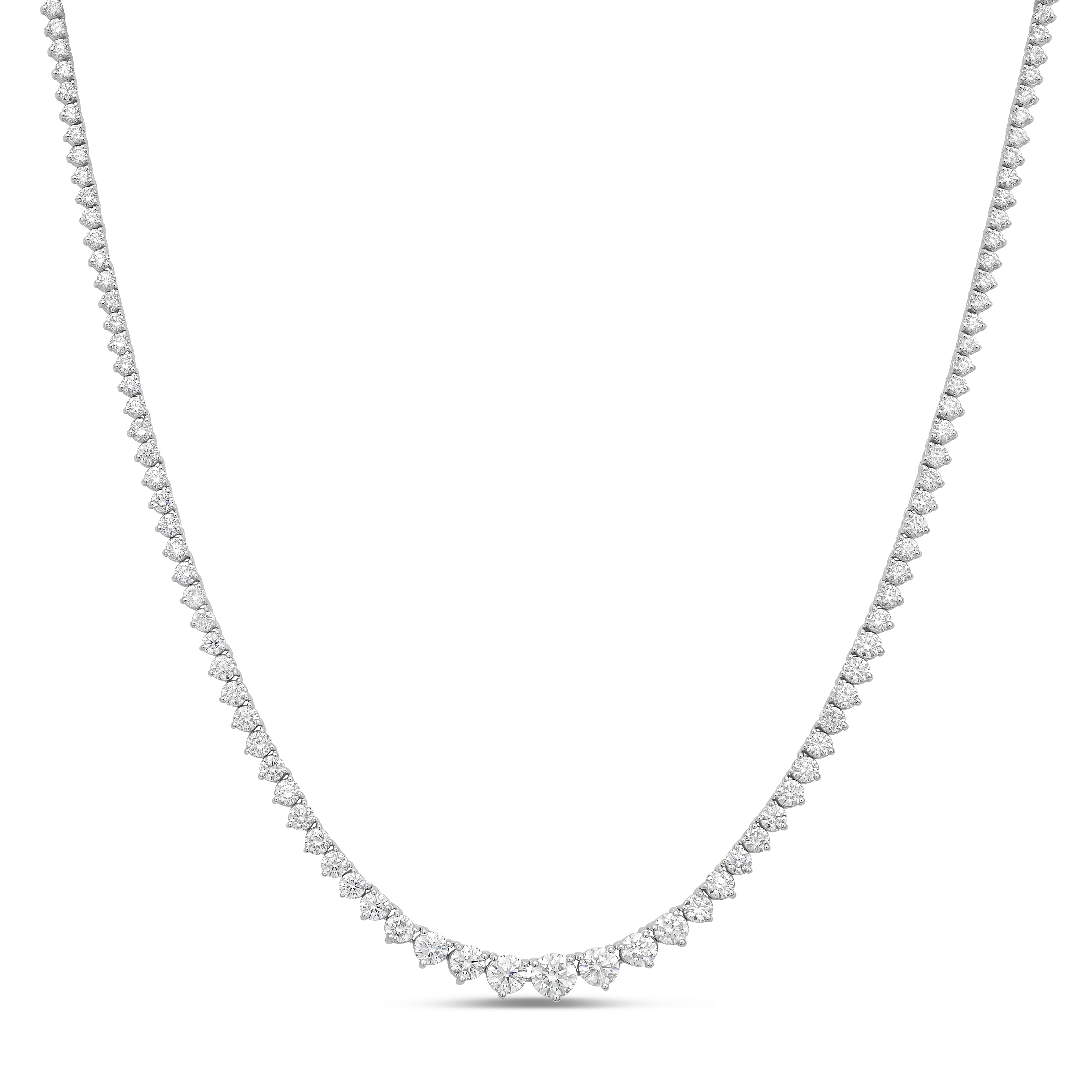 Reverie Necklace 14k WG Component: Diamond (163) 10.57ct, Center 0.50ct, I, VS2, GIA#1505932503, 0.34ct I, VS2, GIA#3495518141 and 0.34ct I, VS2, GIA#2486930811.