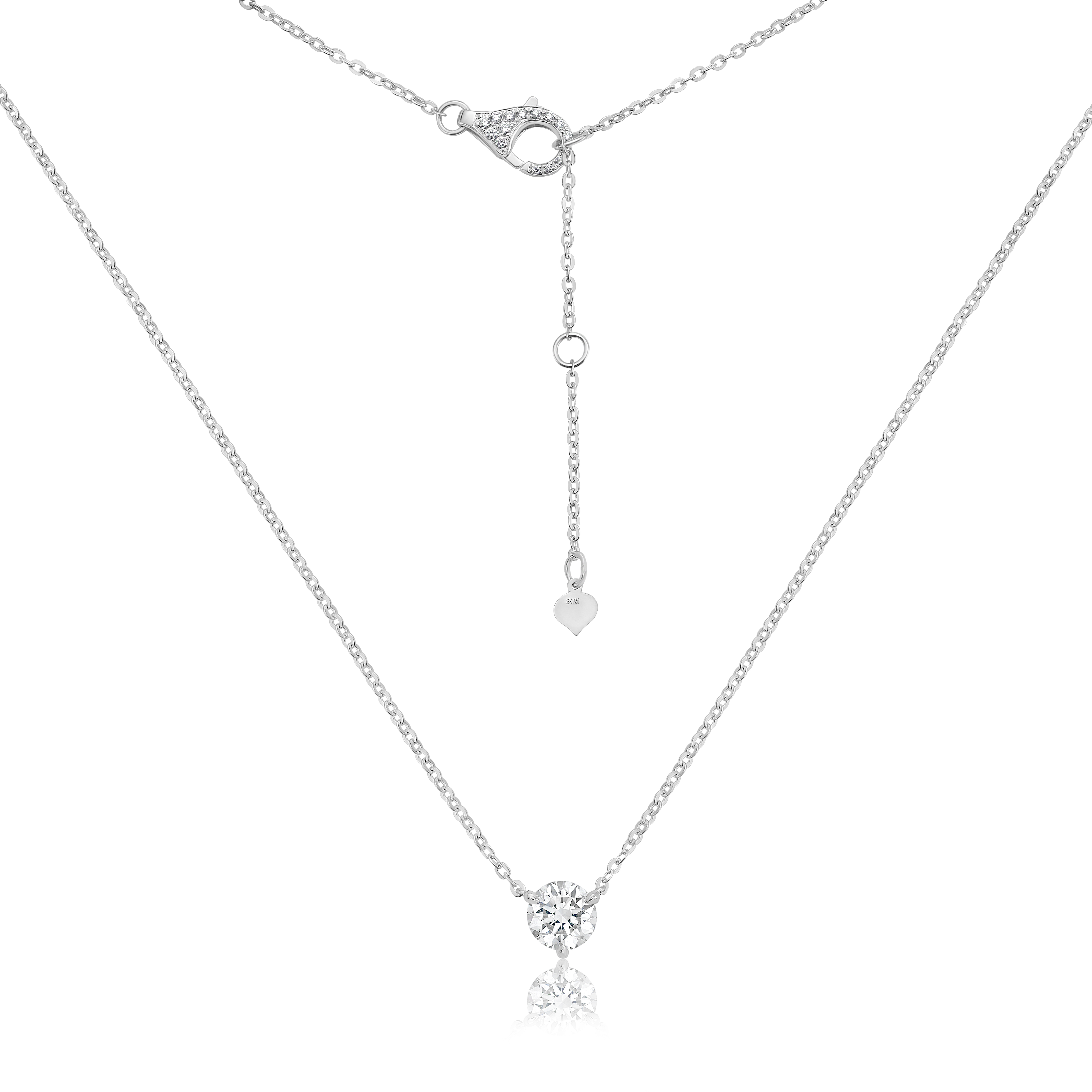 Pendant 18k WG Component: Diamond (31) 1.73ct: Center 1.51ct, Clasp (30),
0.22ct Pendant 18k WG Component: Diamond (31) 1.73ct: Center 1.51ct, Clasp (30),
0.22ct