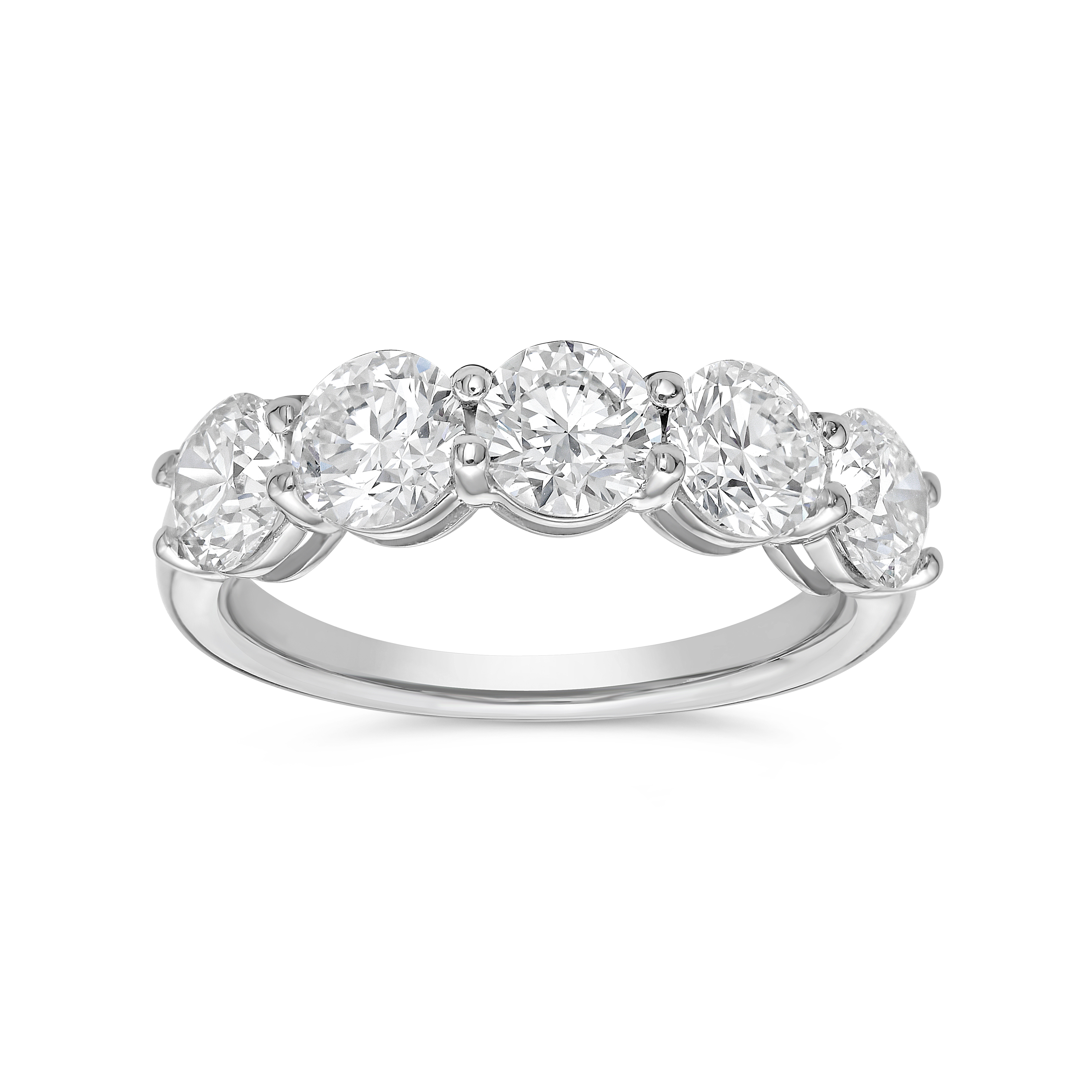 Five Stones Round Anniversary Rings Platinum Component: Diamond (5) 2.53ct Size 7