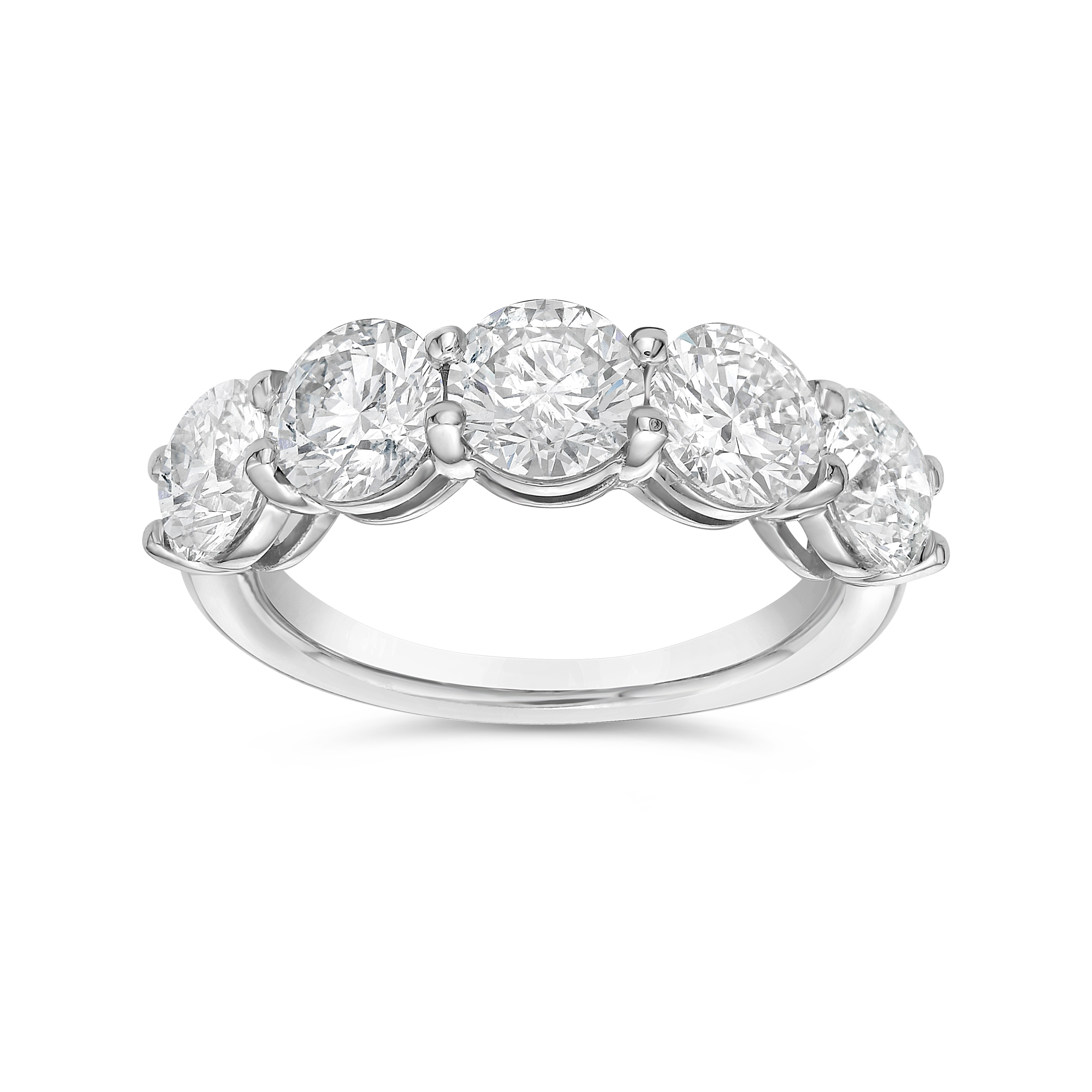 Five Stones Round Anniversary Ring Platinum Component: Diamond (5) 3.52ct, Size 6.5