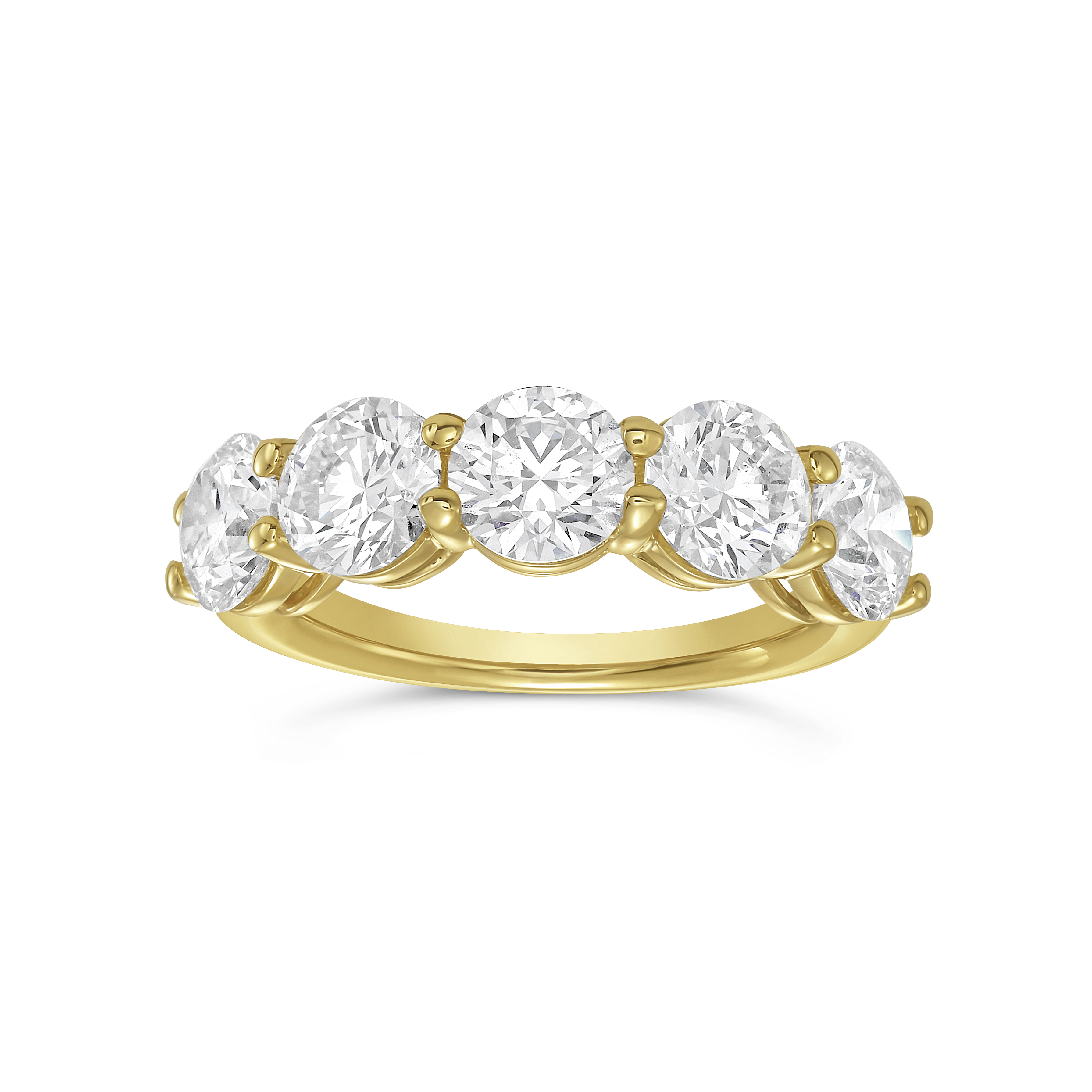 Five Stones Round Anniversary Ring 14k YG Component: Diamond (5) 3.53ct, Size 6.5 Five Stones Round Anniversary Ring 14k YG Component: Diamond (5) 3.53ct, Size 6.5
