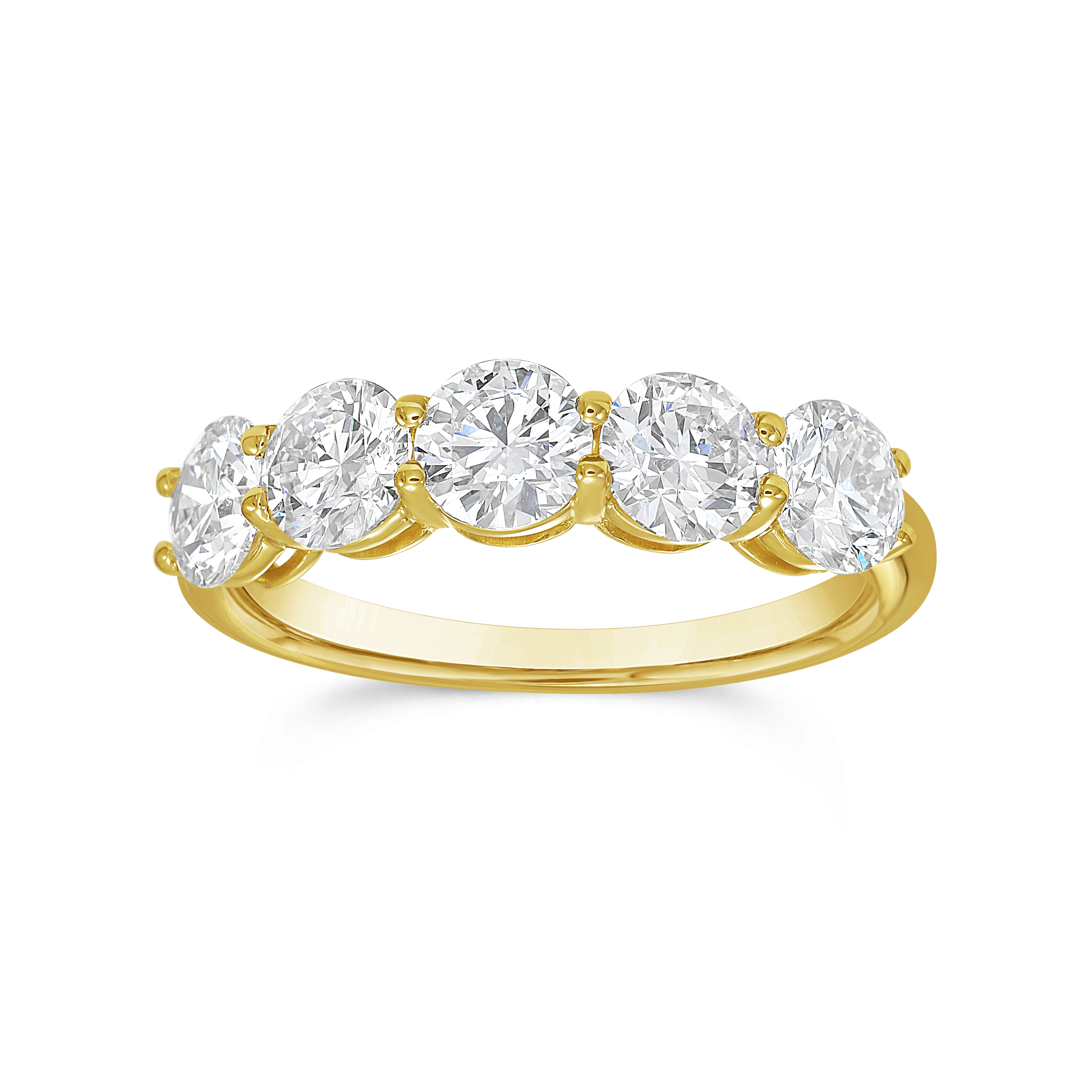 Five Stones Round Anniversary Ring 14k YG Component: Diamond (5) 2.02ct, Size 6.5