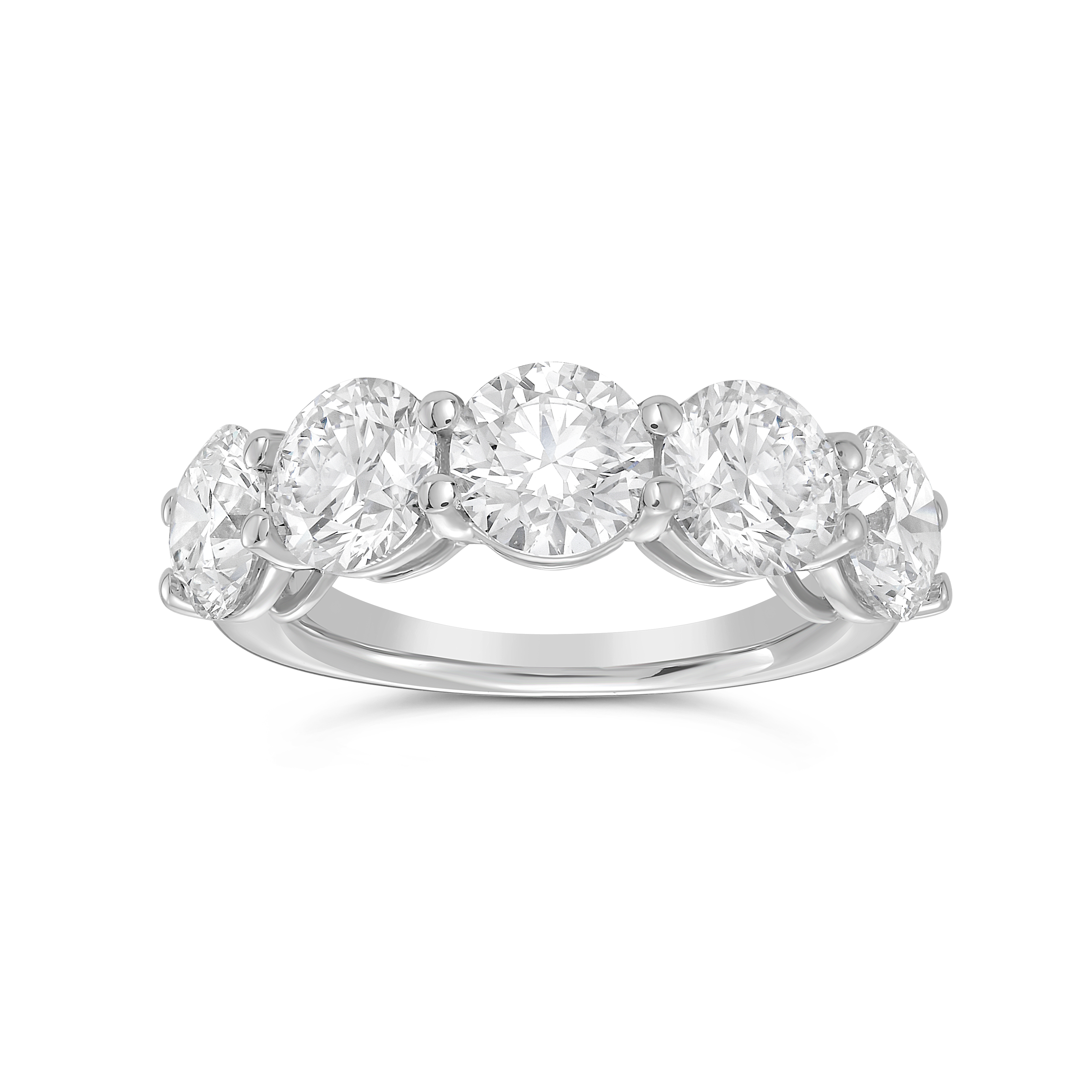 Five Stones Round Anniversary Ring Platinum Component: Diamond (5) 4.54ct, Size 6.5