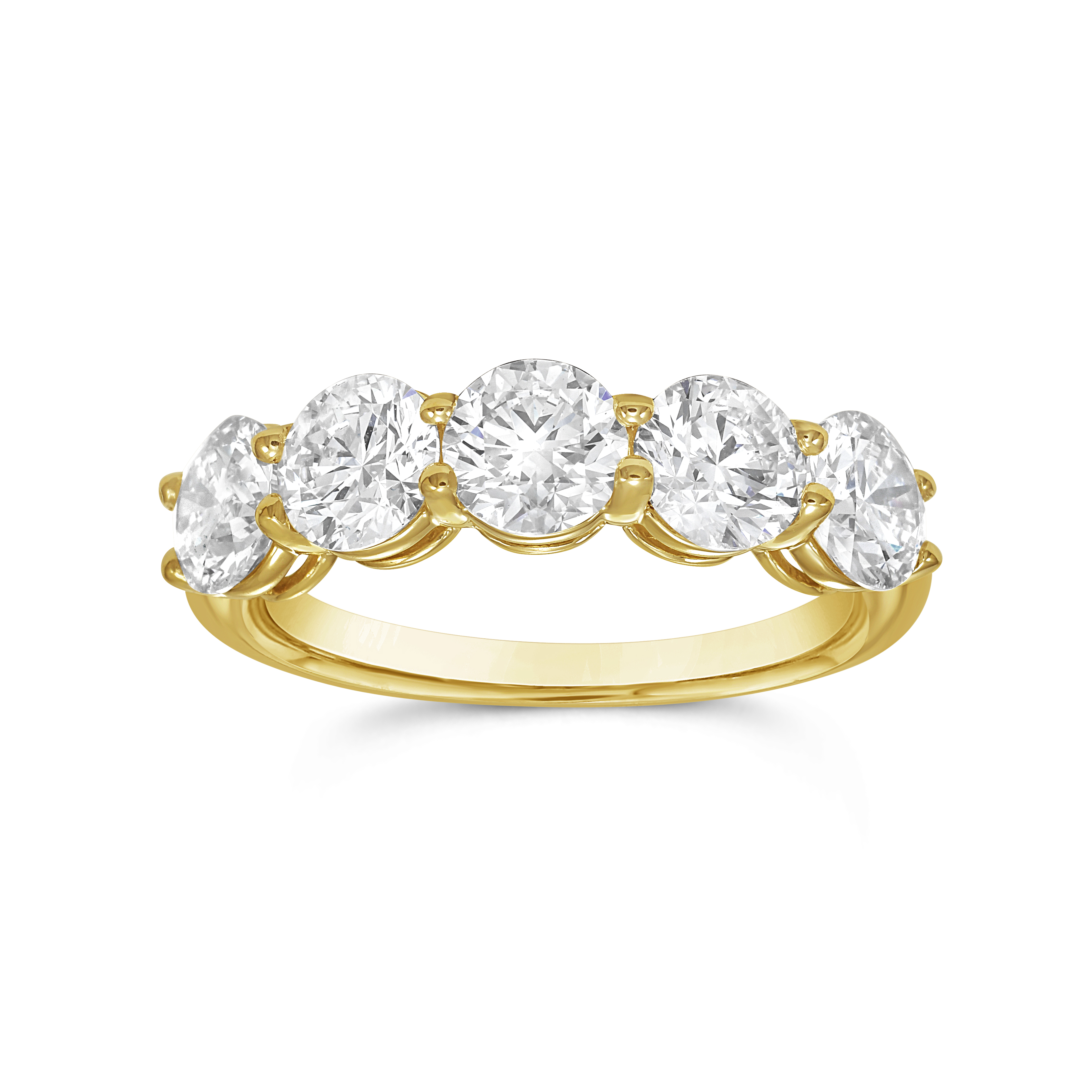 Five Stones Round Anniversary Ring 14k YG Component: Diamond (5) 2.55ct, Size 6.5