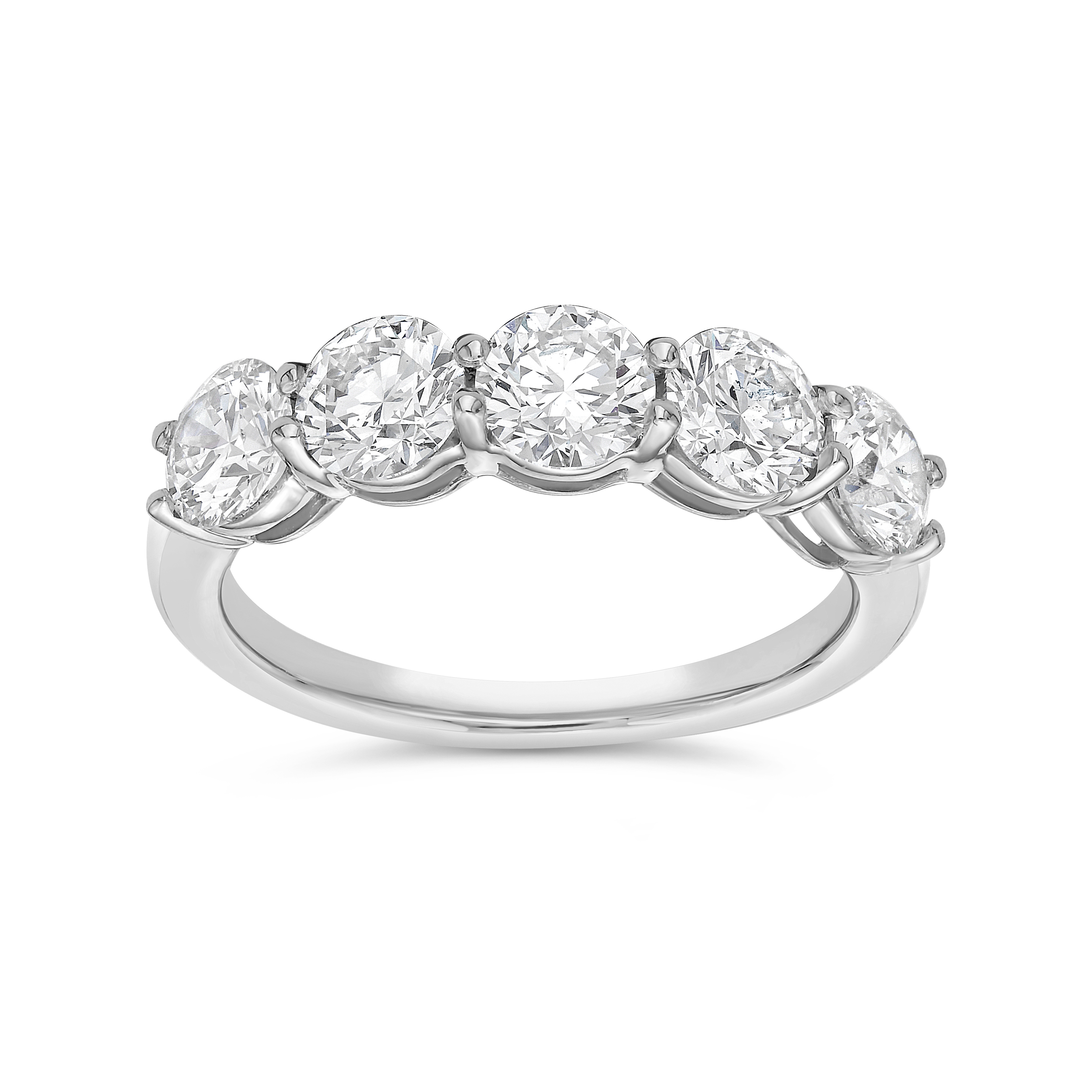 Five Stones Round Anniversary Ring Platinum Component: Diamond (5) 2.53ct, Size 6.5