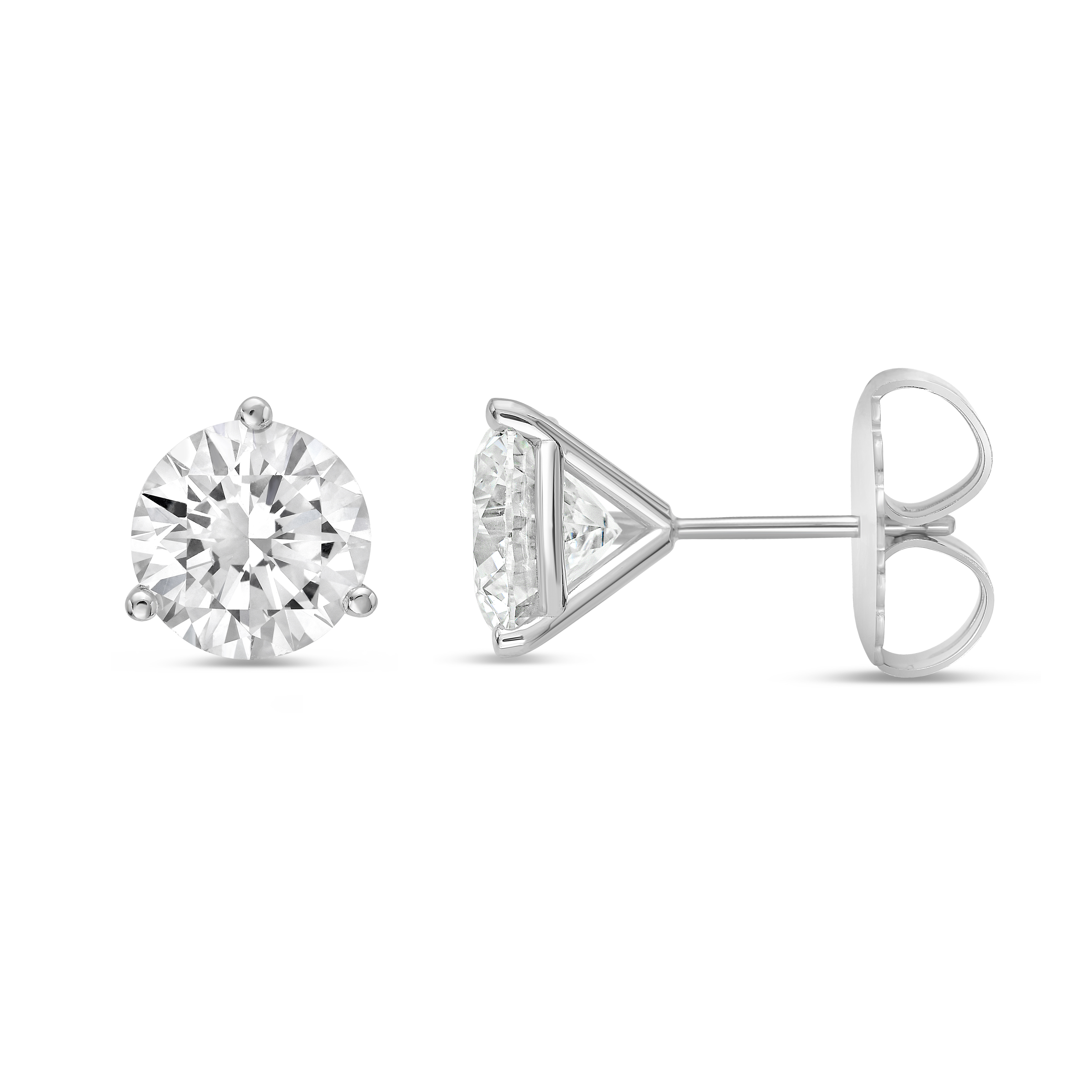 Studs 14k WG Component: Diamond (2) 4.02ct, Three Prongs Studs 14k WG Component: Diamond (2) 4.02ct, Three Prongs