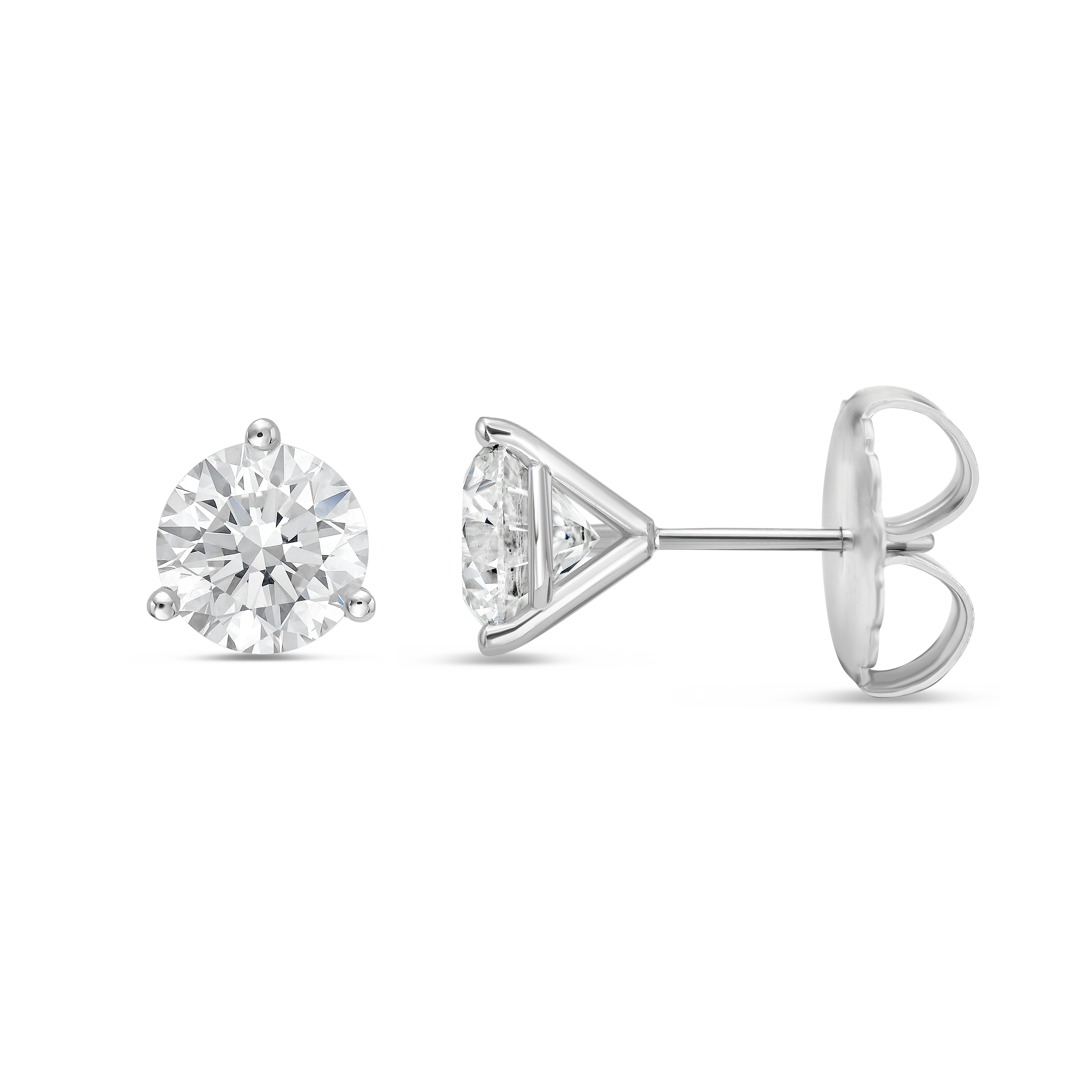 Studs 14k WG Component: Diamond (2) 3.40ct, Three Prongs Studs 14k WG Component: Diamond (2) 3.40ct, Three Prongs