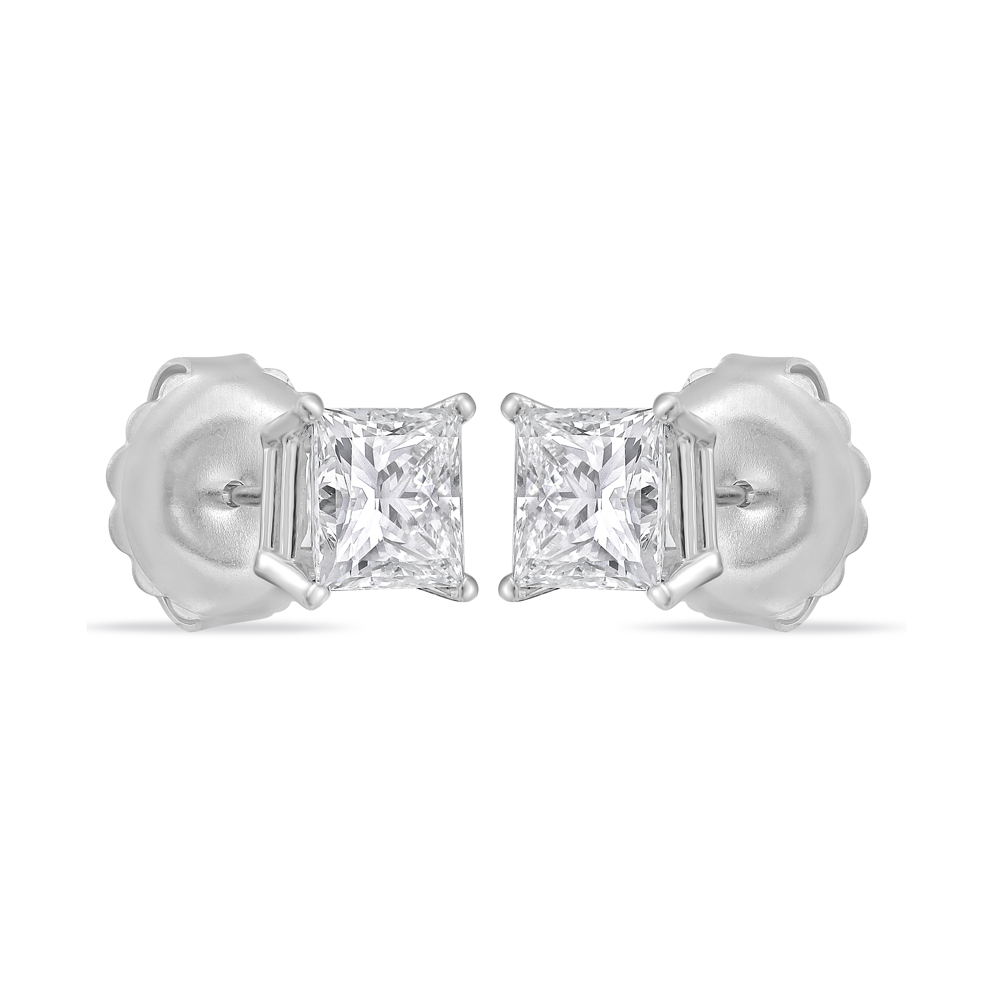 Princess Studs 14k WG Component: Diamond (2) 2.41ct, GIA I VS1-VS2, Four Prongs